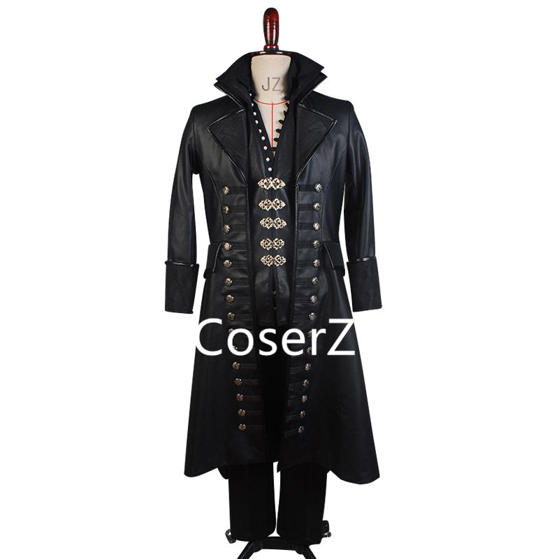 Once Upon A Time Cosplay Costume Captain Hook Costume Black Jacket Ful –  Coserz
