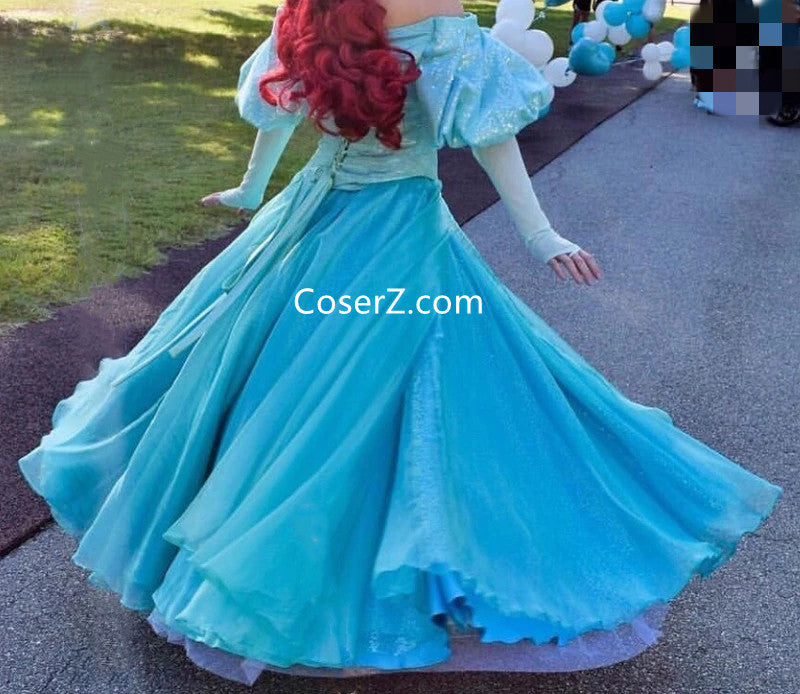 Princess Ariel Green Dress, Ariel Teal Green Ball Gown Park Version Dr ...