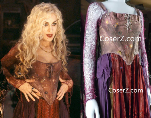 Sarah Sanderson Costume, Sarah Sanderson Dress Hocus Pocus Witch Cosplay Costume