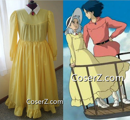 Sophie Hatter Yellow Dress, Yellow Sophie Costume Howl's Moving Castle Cosplay Dress